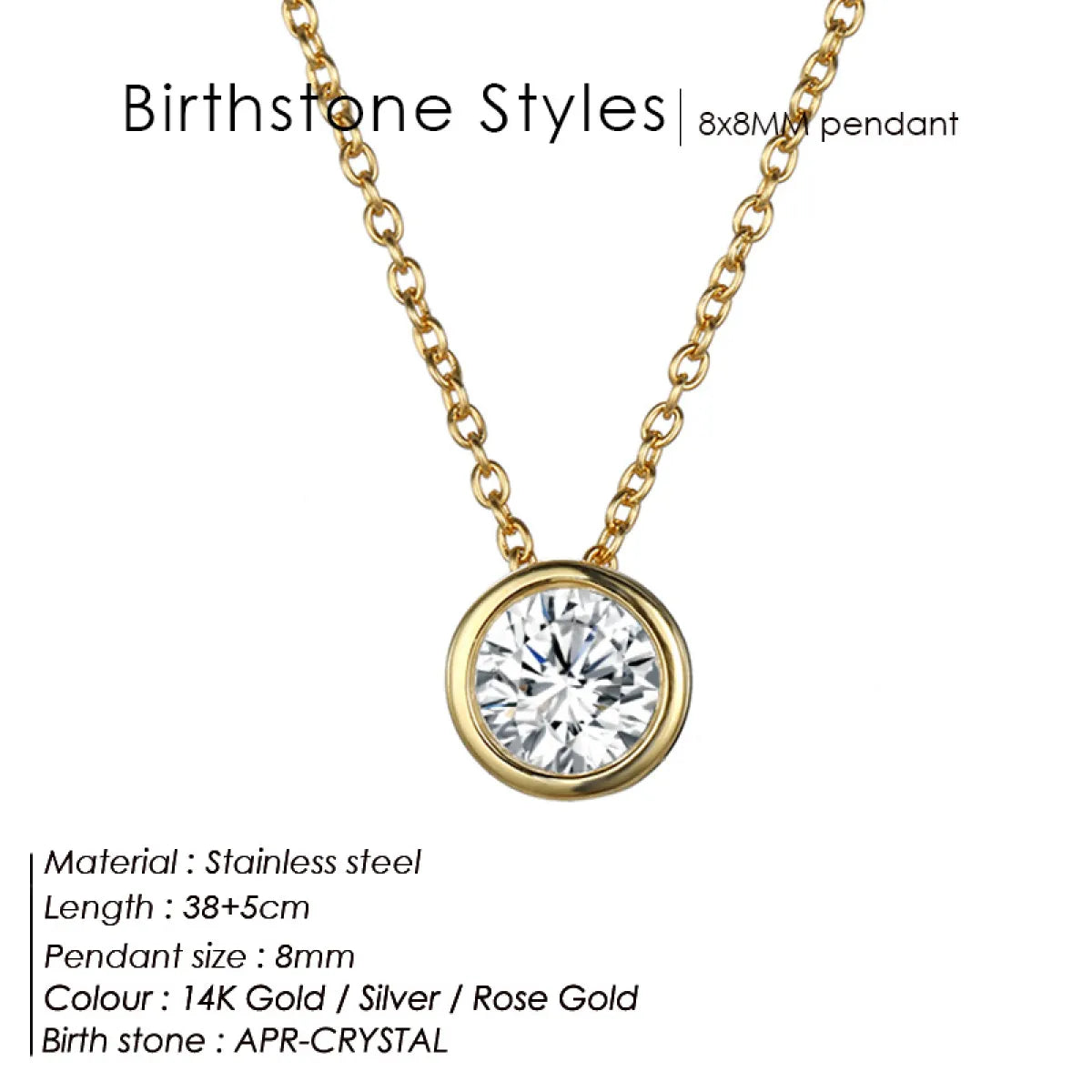 Stainless Steel Birthstone Necklace